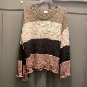 POL Brown,Black, green  and Cream Crew Neck Sweater.